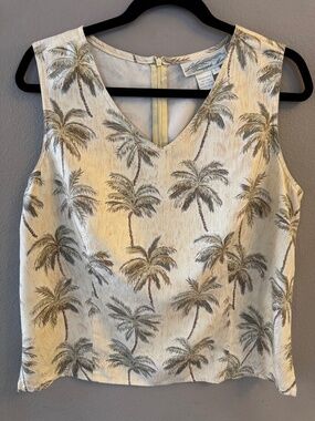 Vintage Pineapple Moon 100% Silk Hawaiian Sleeveless Tank with zipper